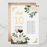Floral Vineyard Wedding Table Seating Chart Cards<br><div class="desc">IMPORTANT NOTE: Change the table card number and guest names, then add the quantity of "1" to your cart. Repeat this process for each individual table seating chart card until you have all of them in your cart before checking out. Real raised metallic foiling available in gold, silver, and rose...</div>