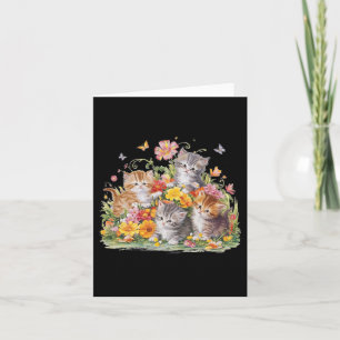 Floral Vintage Aesthetic Painted Kittens And Press Card