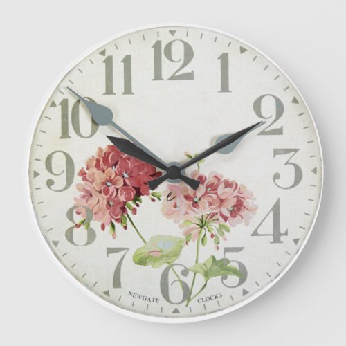 Floral Vintage  Antique Watercolor Large Clock