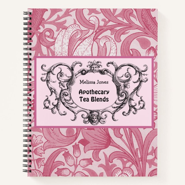 Floral Vintage Apothecary Roses Spiral Notebook (Front)