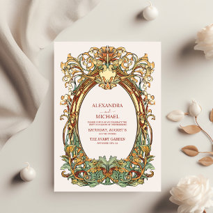 Floral Vintage Art Nouveau Wedding Invitation