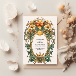 Floral Vintage Art Nouveau Wedding Invitation