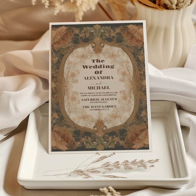 Floral Vintage Art Nouveau Wedding Invitation (Creator Uploaded)