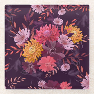 Floral Vintage: Autumn Garden Splendor Glass Coaster
