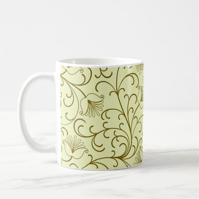 Floral Vintage: Beautiful Backdrop Illustration Coffee Mug (Left)
