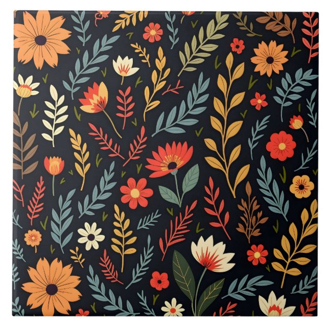 Floral Vintage Beautiful Popular Collection Ceramic Tile (Front)