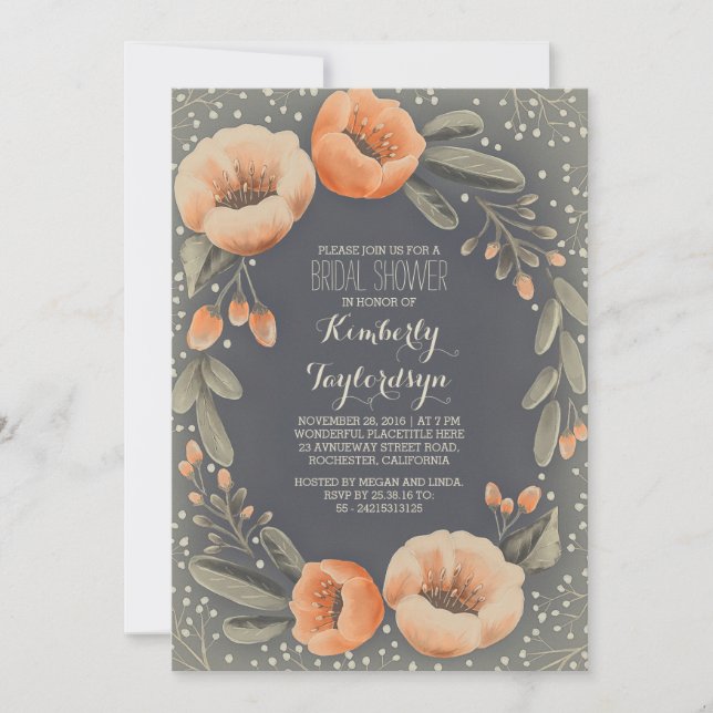 Floral Vintage Boho Bridal Shower Invitation (Front)