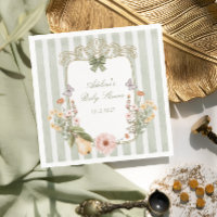 Floral Vintage Boho Sage Green Baby Shower
