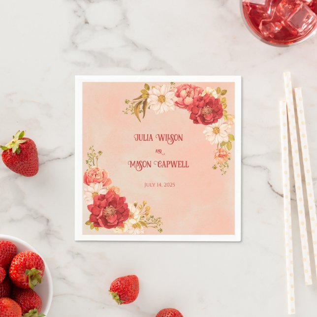  Floral Vintage Boho Wedding Napkins (Insitu)