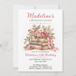 Floral Vintage Book Chapter Birthday Invitation