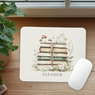 Floral Vintage Books Feminine Personalized Mouse Pad