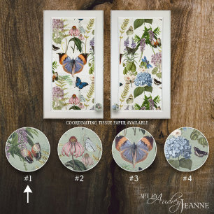 Floral Vintage Botanical Butterfly Cottage Sage 1 Ceramic Knob