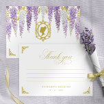 Floral Vintage Bridal Shower Thank You Card<br><div class="desc">Express your gratitude with the grace and elegance of the Regency era using our Floral Vintage Bridal Shower Thank You Cards. These cards feature exquisite floral motifs in lavender, purple, and gold, beautifully arranged on a crisp white backdrop. Designed for brides who treasure vintage beauty and timeless romance, these cards...</div>