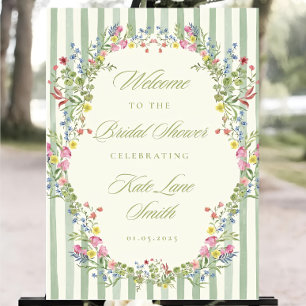 Floral Vintage Bridal Shower Welcome Sign: Editabl Foam Board