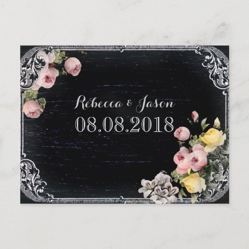 floral vintage Chalkboard wedding save the date Announcement Postcard