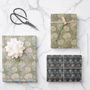 Floral Vintage Chrysanthemum Flower Morris Pattern Wrapping Paper Sheets