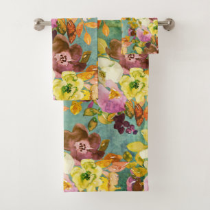Floral Vintage Colors Bath Towel Set