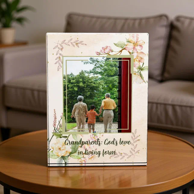 Floral Vintage Design w/ Quote Custom Photo Block | Zazzle