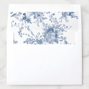Floral Vintage Elegant Blue Toile Wedding Envelope Envelope Liner