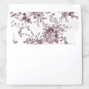 Floral Vintage Elegant Burgundy Wedding Envelope Liner