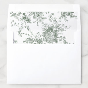 Floral Vintage Elegant Sage Green Wedding Envelope Liner