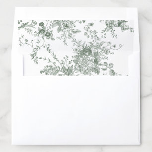 Floral Vintage Elegant Sage Wedding Envelope Envelope Liner
