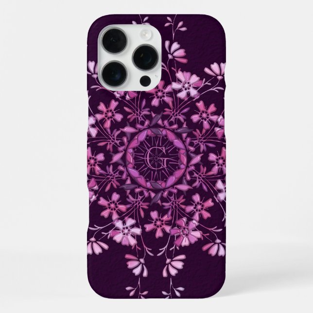 floral vintage element. monogram.   iPhone case (Back)