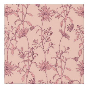 Floral vintage elements, seamless background. faux canvas print