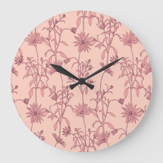 Floral vintage elements, seamless background. large clock (Front)