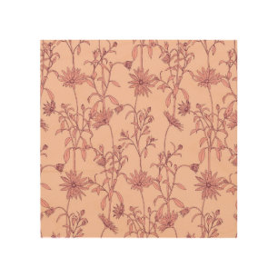 Floral vintage elements, seamless background. wood wall art