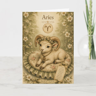 Floral vintage Essence zodiac- Aries Card