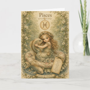 Floral vintage Essence zodiac- Pisces Card