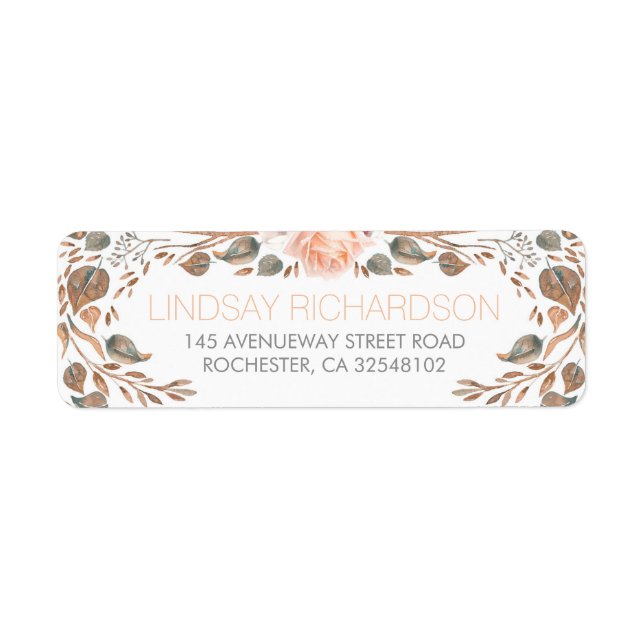 Floral Vintage Fall Woodland Garden Wedding Label (Front)