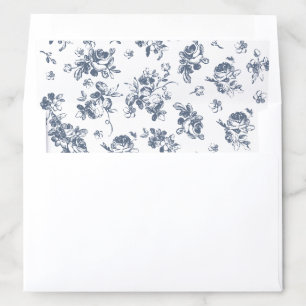 Floral Vintage French Roses Dusty Blue Wedding Envelope Liner