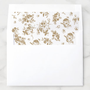 Floral Vintage French Roses Gold Botanical Wedding Envelope Liner