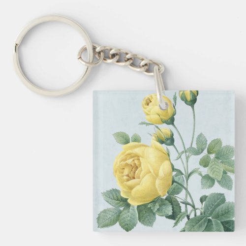 Floral vintage keychain w beautiful rose