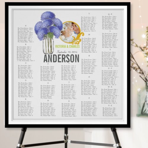 Floral Vintage Modern Mason Jar Seating Chart