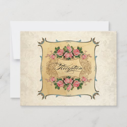 Floral Vintage Modern Pink Roses Love Birds Swirls Invitation