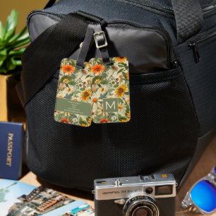 Floral Vintage Monogram Luggage Tag