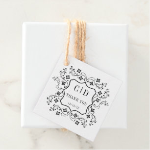 Floral Vintage Monogram Wedding Favor Favor Tags