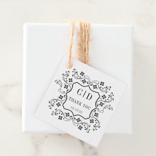 Floral Vintage Monogram Wedding Favor Favor Tags