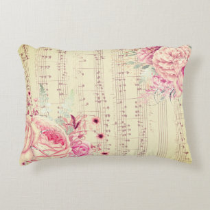 floral vintage music accent pillow
