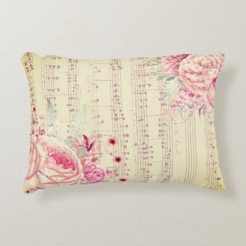 Floral Vintage Music Accent Pillow by musickitten at Zazzle