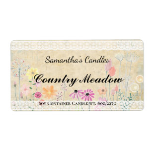 Floral Vintage Parchment Candle Label Template