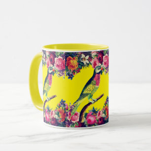 Floral Vintage Parrot Mug