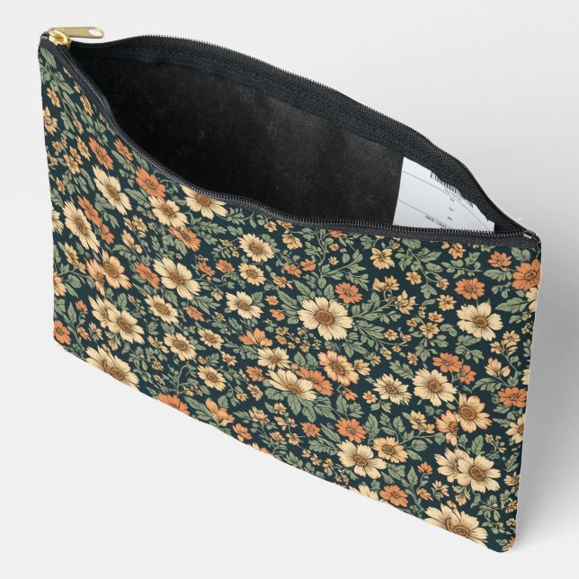 Floral vintage pattern  accessory pouch (Open)