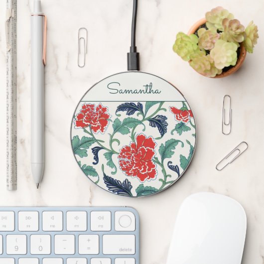 FLORAL VINTAGE PATTERN WIRELESS CHARGER  (Desk)