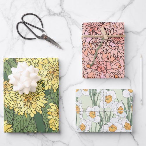 Floral vintage patterns wrapping paper sheets
