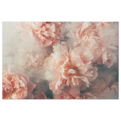 Floral Vintage Peonies Peach Pink Decoupage Tissue Paper