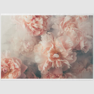 Floral Vintage Peonies Peach Pink Decoupage Tissue Paper